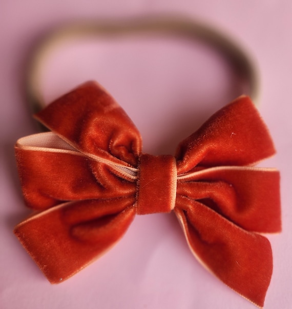 Soft Velvet Bow Nylon Headband: Newborn to 4 Years