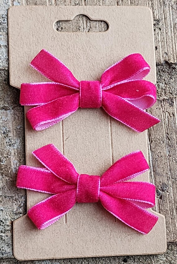 Set of two velvet pinwheel bows- 2.5 inch pigtail bows