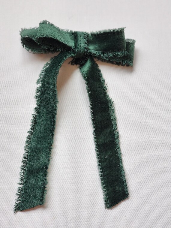 Shabby velvet luxe bow with tails- prefect holiday bow-Color : Sycamore