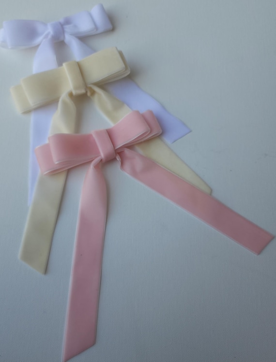 Velvet Bow Set of 3: Luxe Hair Bows with Tails - Alligator Clip
