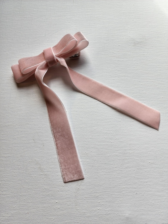 Velvet luxe bow with tails- PINK