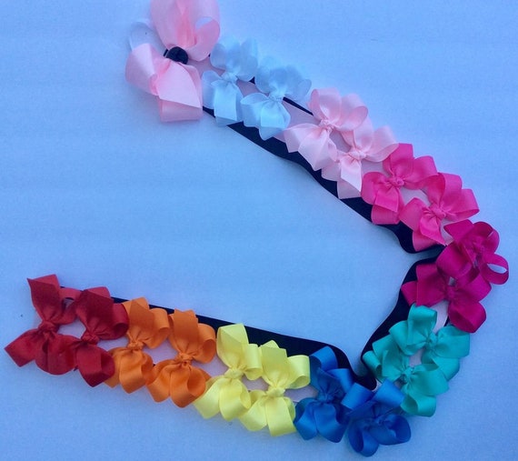 Set of 18 toddler boutique hair bows with FREE bow holder!