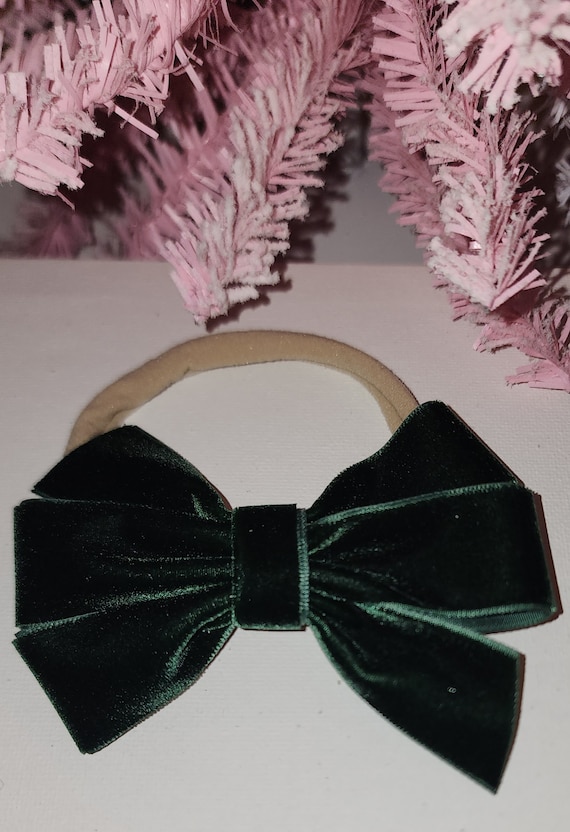 Velvet Bow Nylon Headband: Newborn to 4 Years
