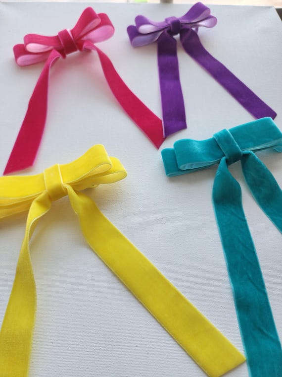 Set of 4 Luxe velvet bows with 7 inch tails- School bows