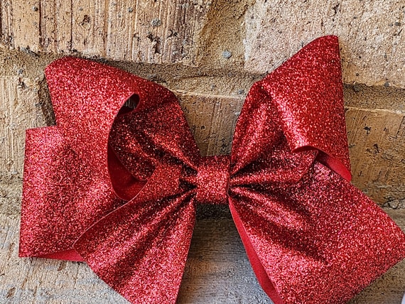 Glitter bow! -8 inch stand up bow- Red glitter