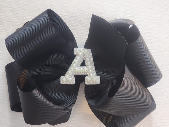 Extra Large Initial Hair Bow: Boutique Ribbon Bow (8 Inches)