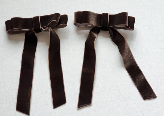 set of 2  Velvet luxe bow with tails- FALL COLORS! Wear as a hairbow or use to make a bow garland