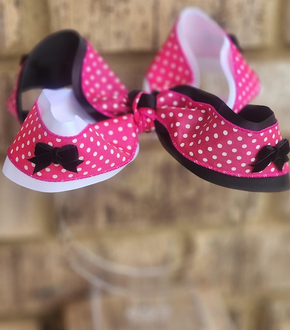 Extra Large Layered Boutique Hair Bow: Pink Dot, Black Velvet