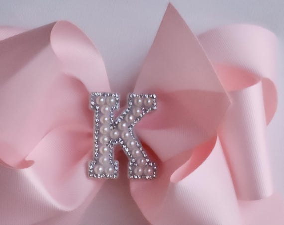 8 inch Initial bow.... double hairbow on alligator clip or French barrette-SHOWSTOPPER!