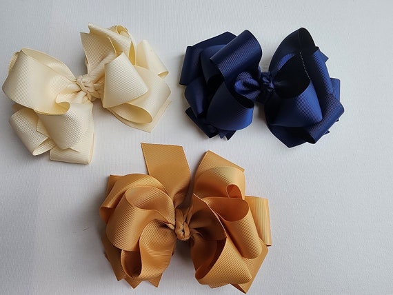 Large Triple Layer Hair Bows - Set of 3 - 6 Inch