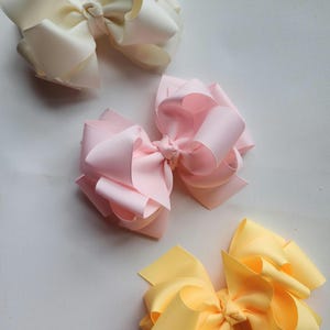 Set of 3 Large Triple Layer Hair Bows - 6 Inch Boutique Bows