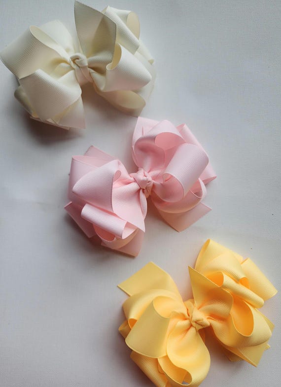 Set of 3 Large Triple Layer Hair Bows - 6 Inch Boutique Bows