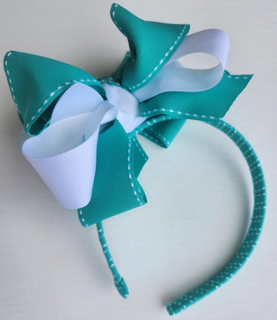 Grosgrain Ribbon Hair Bow Headband - Calypso 6-Inch Boutique Bow