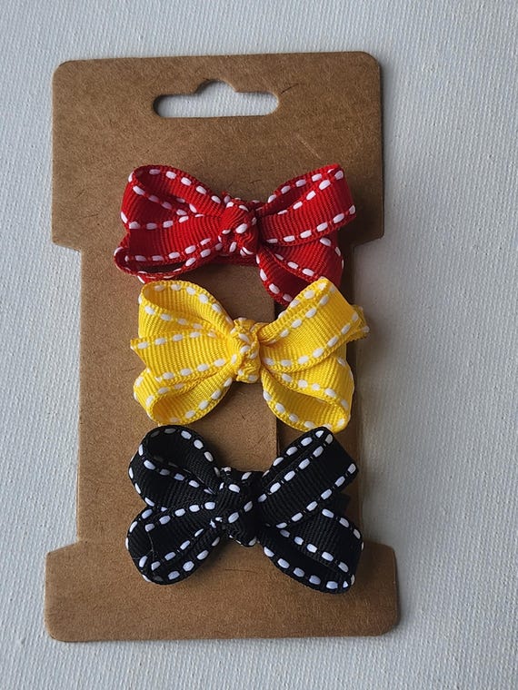 Set of three mini boutique hairbows for baby