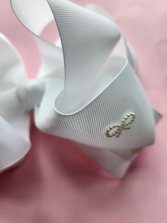 8 inch double boutique hairbow with embellishments-Original design layered with Velvet ribbon-Crispy Bow!