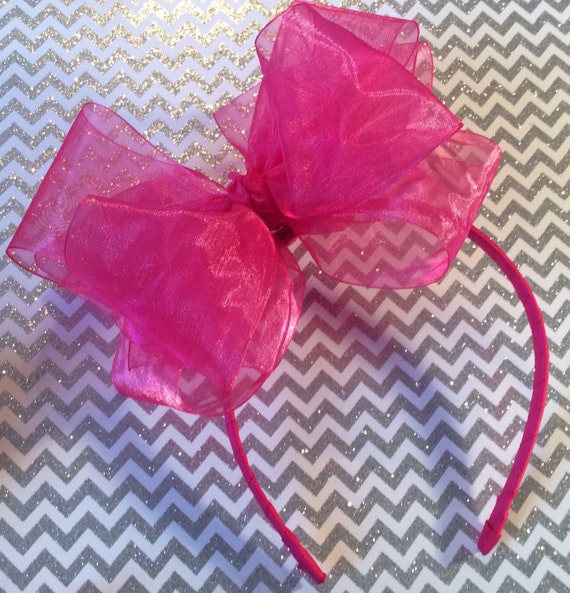 Organza Hair Bow Headband: Extra Large Boutique Style (8 inch)