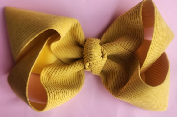 9 inch corduroy boutique hairbow in Mustard! - ONLY ONE AVAILABLE!