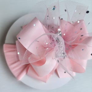 First Birthday Bow: 6-Inch Layered Bow on a nylon headband image 2