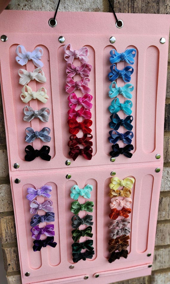 Velvet Baby Bow Gift Set: 41 Hair Bows with Hanger