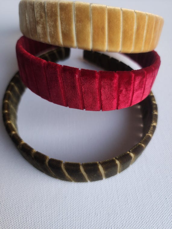 Set of 3 Luxury velvet headband- hand wrapped headband