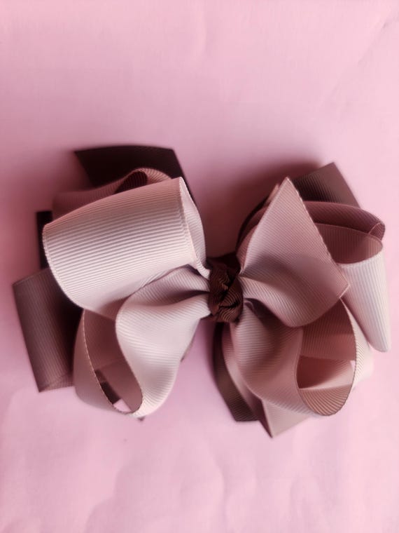 Six inch three layer boutique hair bow in shades of brown