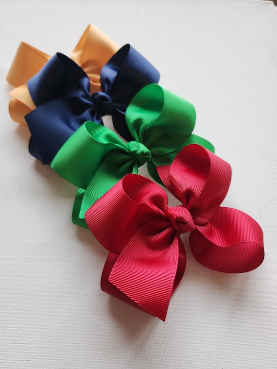 Set of 4 handmade hairbows - 5 inch bows