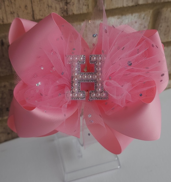 Extra Large 8" Boutique Hair Bow on Wide Nylon Headband - Pink