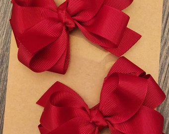Set of two small double bows- cranberry