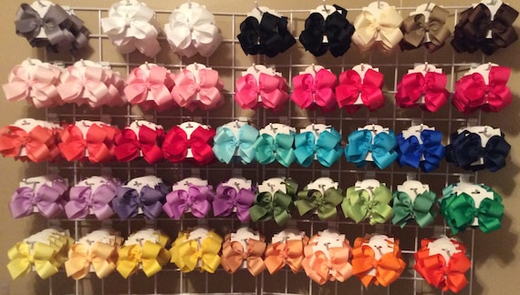 6 butterfly style handmade boutique hair bows - you choose colors! 5 inch bows