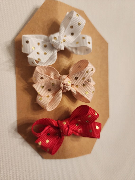 Set of three mini boutique hairbows for baby