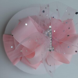 First Birthday Bow: 6-Inch Layered Bow on a nylon headband image 4