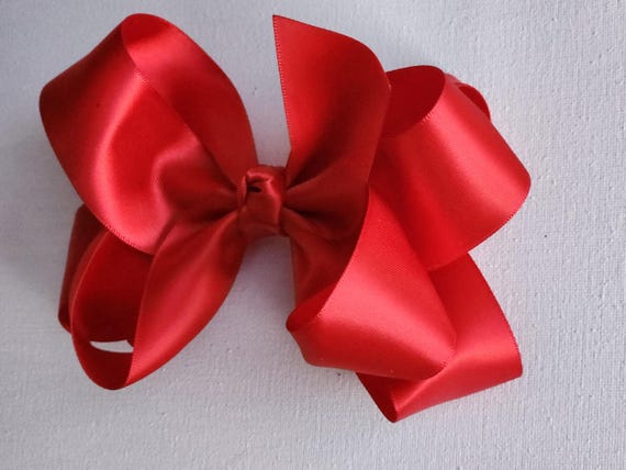Large double satin boutique hair bow ~hair clip~