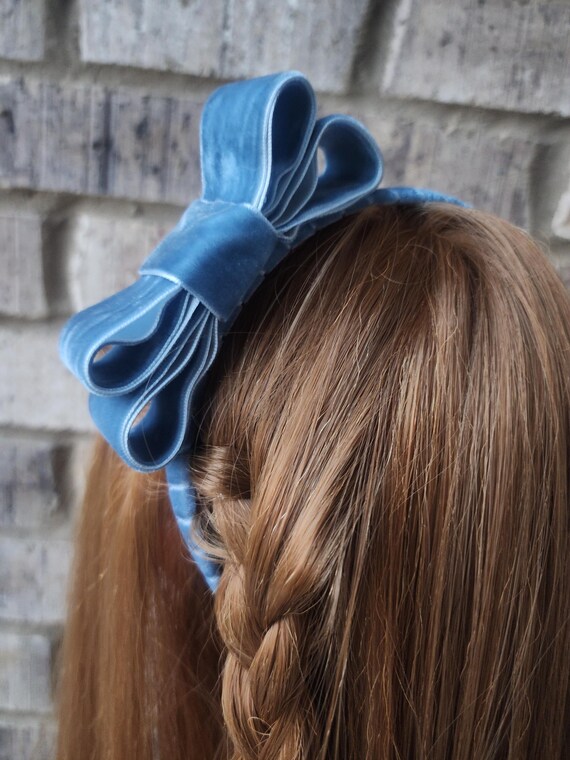 Luxury velvet hand wrapped headband with bow tie bow-