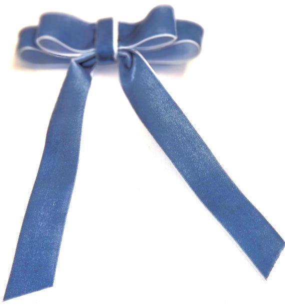 Velvet luxe long  bow on an alligator clip.  Color:  French blue