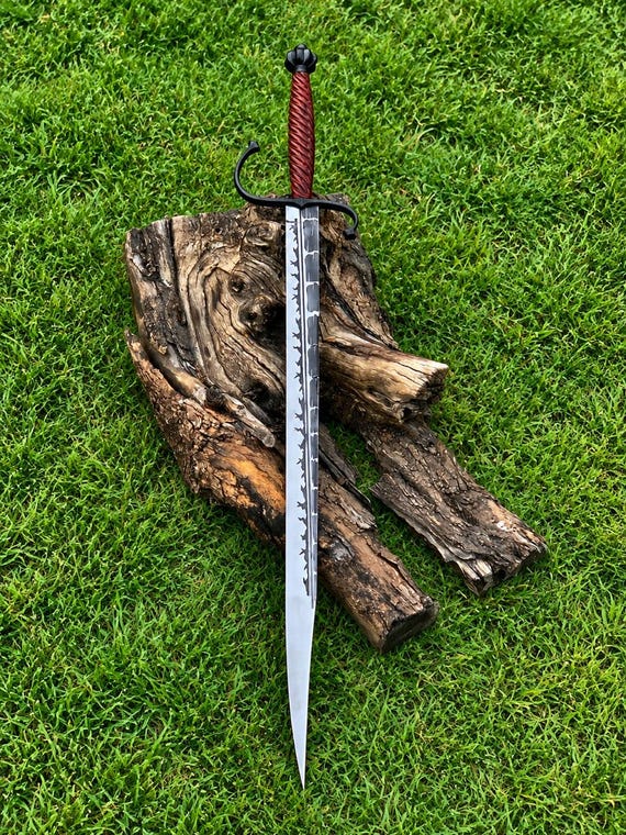 Handmade Medieval Longsword Fantasy Inspired Decorative Ornate Guard & Wood Handle Gift For Halloween