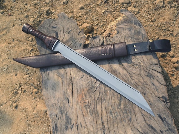 Handmade sword 1095 high Carbon Steel Blade Rose Wood Handle With Leather Sheet Gift For Men