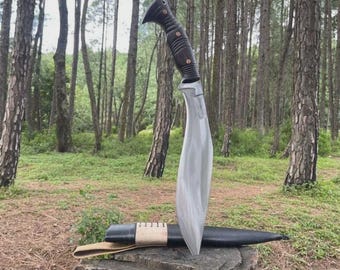 Handgemaakte Angola Gurkha Kukri. Zwaar koolstofstalen lemmet met leren hoes cadeau voor hem