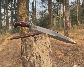 Machete de supervivencia/espada de caza con hoja de acero al carbono hecha a mano a medida, el mejor regalo para él.