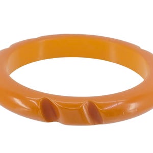 Vintage Art Deco Carved 12mm Butterscotch Bakelite Bangle Bracelet ~ 28.7g