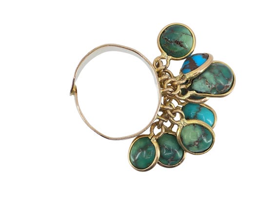 Solid 14K Gold Egyptian Hallmark Dangle Turquoise… - image 6