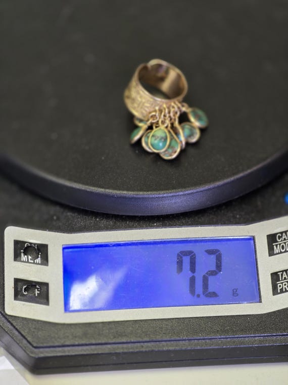 Solid 14K Gold Egyptian Hallmark Dangle Turquoise… - image 10