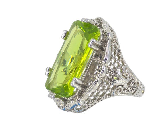 Impressive Sterling Silver Simulated Peridot Augu… - image 7
