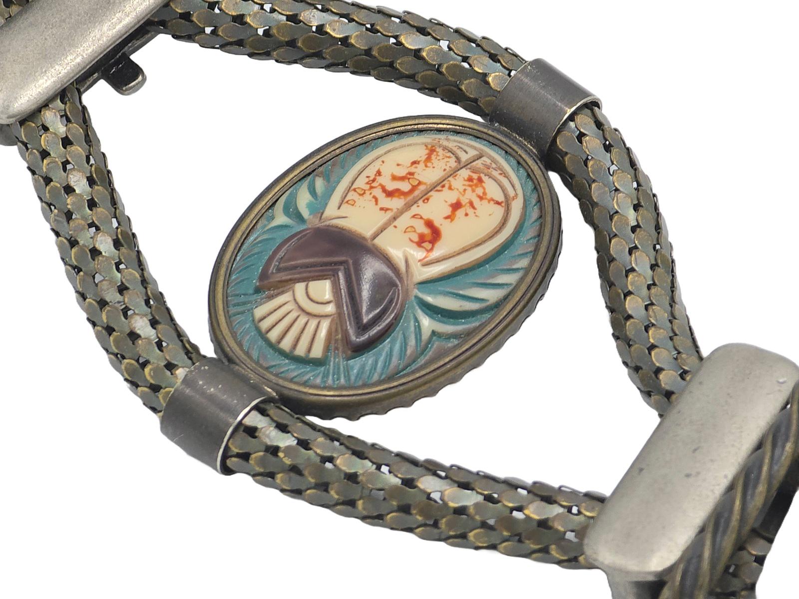 Egyptian 3 scarab beetle Vintage Silver belt Vintage 50 main image 3