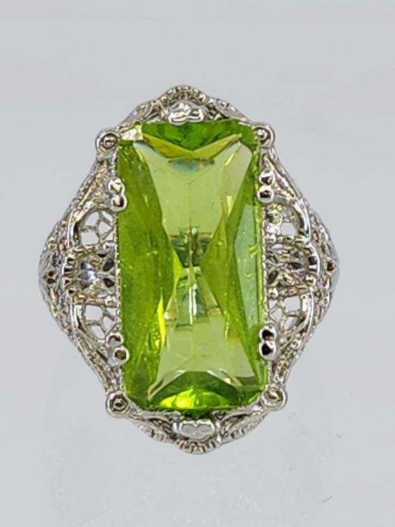 Impressive Sterling Silver Simulated Peridot Augu… - image 3