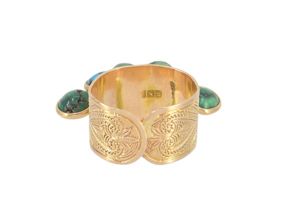 Solid 14K Gold Egyptian Hallmark Dangle Turquoise… - image 5