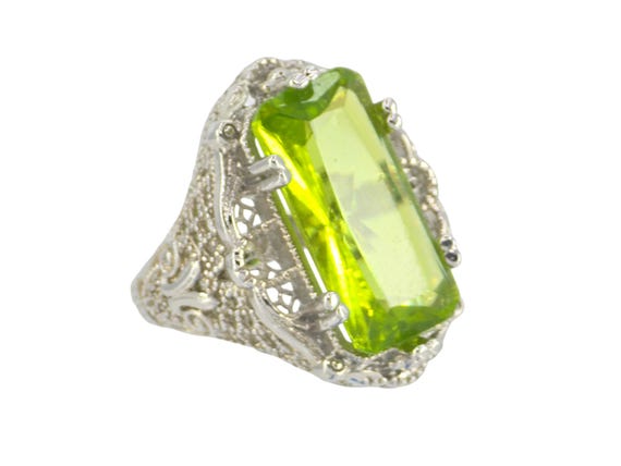 Impressive Sterling Silver Simulated Peridot Augu… - image 5