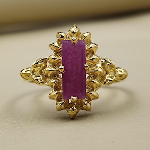Handmade 14k Gold Plated Ruby Ring – Sterling Silver Leaves Jewelry