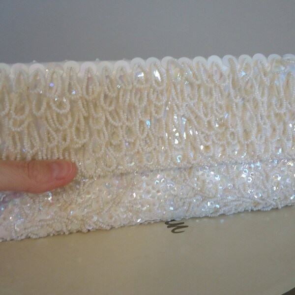 NAUWE uit verkoop Vintage Clutch tas, tassen en portemonnees, Vintage portemonnee, make-up tas, Beaded witte bruiloft portemonnee