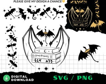fourth wing, Dragon Svg Bundle, Fantasy Dragon Svg, Book Lover Clipart, Fantasy Dragon Reading, Enchanted Reader PNG, Bookworm Gift File