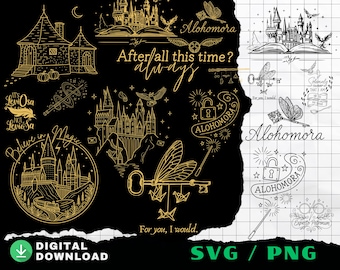 Magical Bundle SVG PNG , Wizard Inspired SVG, Fantasy Shirt Design, Cricut Silhouette Cut File, Digital Download